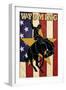 Bucking Bronco - Wyoming-Lantern Press-Framed Art Print