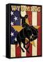 Bucking Bronco - Wyoming-Lantern Press-Framed Stretched Canvas