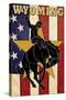 Bucking Bronco - Wyoming-Lantern Press-Stretched Canvas