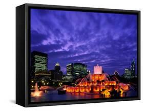 Buckingham Fountain and City Skyline, Chicago, Illinois, USA-Steve Vidler-Framed Stretched Canvas