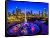 Buckingham Fountain at dusk, Chicago, Cook County, Illinois, USA-null-Framed Stretched Canvas