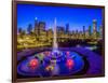 Buckingham Fountain at dusk, Chicago, Cook County, Illinois, USA-null-Framed Photographic Print