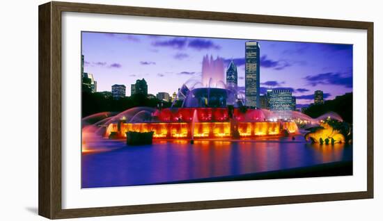 Buckingham Fountain at dusk, Chicago, Cook County, Illinois, USA-null-Framed Photographic Print