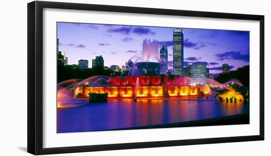 Buckingham Fountain at dusk, Chicago, Cook County, Illinois, USA-null-Framed Photographic Print