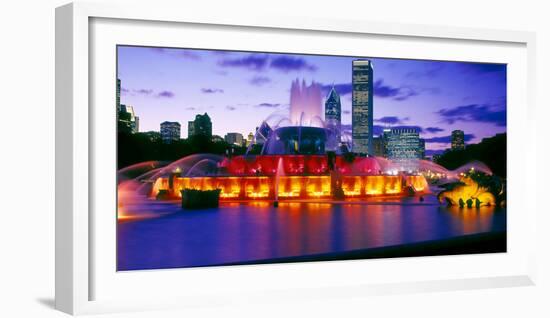 Buckingham Fountain at dusk, Chicago, Cook County, Illinois, USA-null-Framed Photographic Print