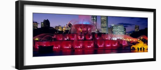 Buckingham Fountain at dusk, Chicago, Cook County, Illinois, USA-null-Framed Photographic Print