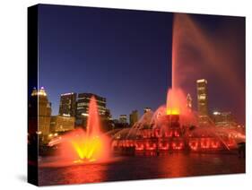 Buckingham Fountain illuminated at night, Chicago, Illinois, USA-Alan Klehr-Stretched Canvas