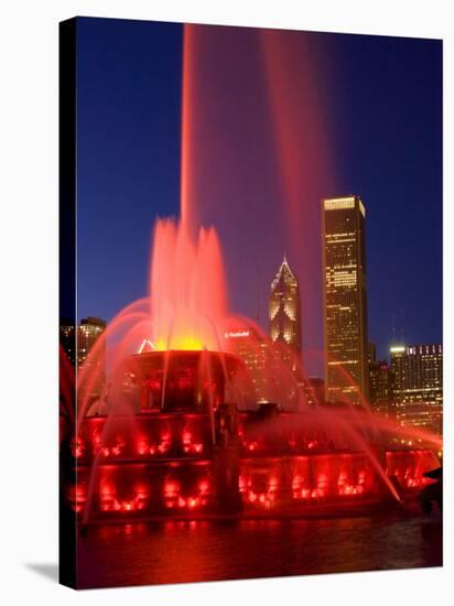 Buckingham Fountain illuminated at night, Chicago, Illinois, USA-Alan Klehr-Stretched Canvas