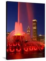 Buckingham Fountain illuminated at night, Chicago, Illinois, USA-Alan Klehr-Stretched Canvas