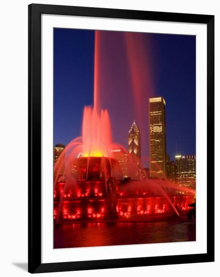 Buckingham Fountain illuminated at night, Chicago, Illinois, USA-Alan Klehr-Framed Premium Photographic Print