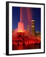 Buckingham Fountain illuminated at night, Chicago, Illinois, USA-Alan Klehr-Framed Photographic Print