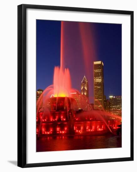 Buckingham Fountain illuminated at night, Chicago, Illinois, USA-Alan Klehr-Framed Photographic Print