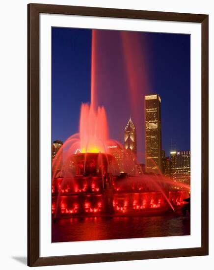 Buckingham Fountain illuminated at night, Chicago, Illinois, USA-Alan Klehr-Framed Photographic Print