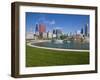 Buckingham Fountain in Grant Park with Sears Tower and South Loop Skyline, Chicago, Illinois, USA-Amanda Hall-Framed Photographic Print