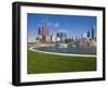Buckingham Fountain in Grant Park with Sears Tower and South Loop Skyline, Chicago, Illinois, USA-Amanda Hall-Framed Photographic Print