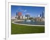 Buckingham Fountain in Grant Park with Sears Tower and South Loop Skyline, Chicago, Illinois, USA-Amanda Hall-Framed Photographic Print