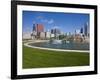 Buckingham Fountain in Grant Park with Sears Tower and South Loop Skyline, Chicago, Illinois, USA-Amanda Hall-Framed Photographic Print