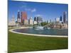 Buckingham Fountain in Grant Park with Sears Tower and South Loop Skyline, Chicago, Illinois, USA-Amanda Hall-Mounted Photographic Print