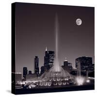 Buckingham Fountain Nightlight Chicago BW-Steve Gadomski-Stretched Canvas