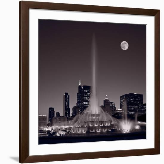 Buckingham Fountain Nightlight Chicago BW-Steve Gadomski-Framed Photographic Print