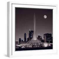 Buckingham Fountain Nightlight Chicago BW-Steve Gadomski-Framed Photographic Print