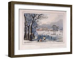 Buckingham House and St James's Park in the Winter, London, 1817-Robert Havell the Younger-Framed Giclee Print