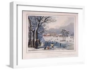 Buckingham House and St James's Park in the Winter, London, 1817-Robert Havell the Younger-Framed Giclee Print