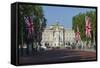 Buckingham Palace Down the Mall with Union Jack Flags, London, England, United Kingdom, Europe-James Emmerson-Framed Stretched Canvas
