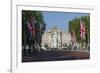 Buckingham Palace Down the Mall with Union Jack Flags, London, England, United Kingdom, Europe-James Emmerson-Framed Photographic Print