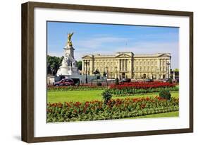 Buckingham Palace with Memorial for Queen Victoria, London, South of England-null-Framed Art Print