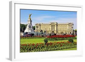 Buckingham Palace with Memorial for Queen Victoria, London, South of England-null-Framed Art Print