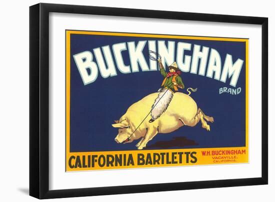 Buckingham Pear Label-null-Framed Art Print