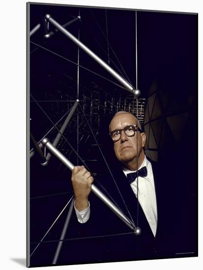 Buckminster Fuller Explaining Principles of Dymaxion Building-Yale Joel-Mounted Premium Photographic Print