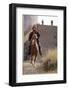 Bud Spencer Riding a Horse on the Set of Soldier of Fortune-null-Framed Photographic Print