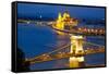 Budapest, Hungary. Chain Bridge and the Parliament-silver-john-Framed Stretched Canvas