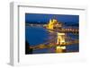 Budapest, Hungary. Chain Bridge and the Parliament-silver-john-Framed Photographic Print