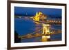 Budapest, Hungary. Chain Bridge and the Parliament-silver-john-Framed Photographic Print