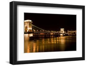 Budapest - Hungary Nighttime of Buda Castle and Szechenyi Chain Bridge over Danube in Budapest, Hun-TTstudio-Framed Photographic Print