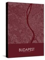 Budapest, Hungary Red Map-null-Stretched Canvas