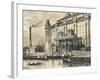 Budapest, Industrial Mill on Bank of Danube River Drawing-null-Framed Giclee Print