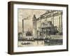 Budapest, Industrial Mill on Bank of Danube River Drawing-null-Framed Giclee Print