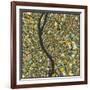 Budapest Map-Jazzberry Blue-Framed Art Print