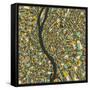 Budapest Map-Jazzberry Blue-Framed Stretched Canvas