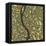 Budapest Map-Jazzberry Blue-Framed Stretched Canvas