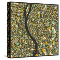 Budapest Map-Jazzberry Blue-Stretched Canvas