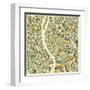 Budapest Map-Jazzberry Blue-Framed Art Print