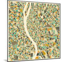 Budapest Map-Jazzberry Blue-Mounted Art Print