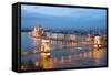 Budapest, Night View of Chain Bridge on the Danube River and the City of Pest-ollirg-Framed Stretched Canvas