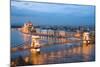 Budapest, Night View of Chain Bridge on the Danube River and the City of Pest-ollirg-Mounted Photographic Print