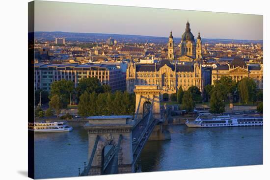 Budapest Skyline and River Danube, UNESCO World Heritage Site, Budapest, Hungary, Europe-Neil Farrin-Stretched Canvas